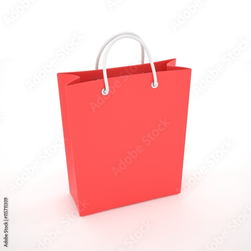 Paper Shopping Bag isolated on white background. 3d rendering.