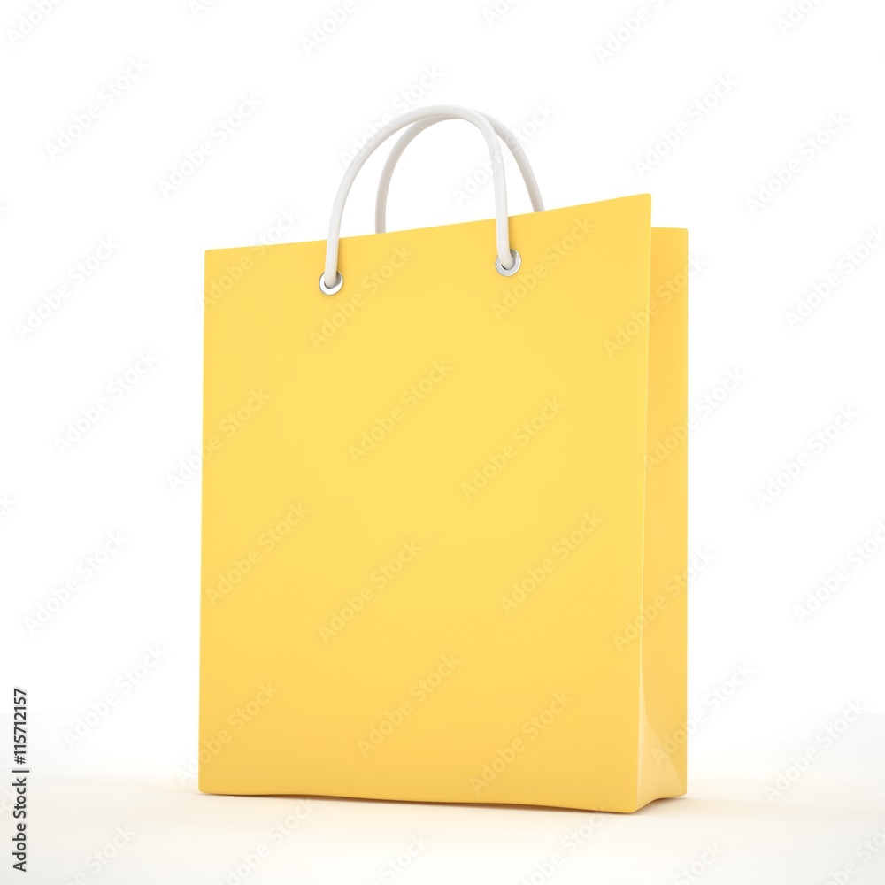 Paper Shopping Bag isolated on white background. 3d rendering. Paper Shopping Bag isolated on white background. 3d rendering.