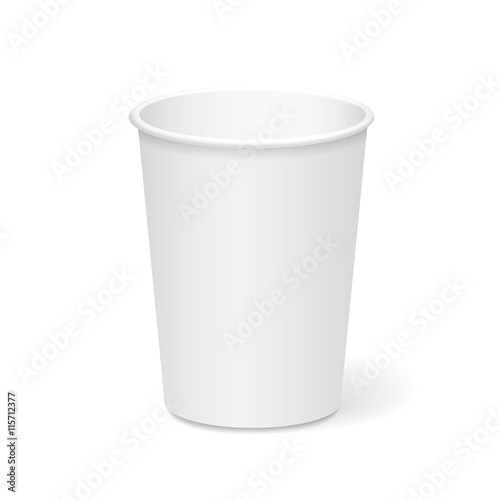 White paper cup template for coffee or tea to take away. Vector illustration