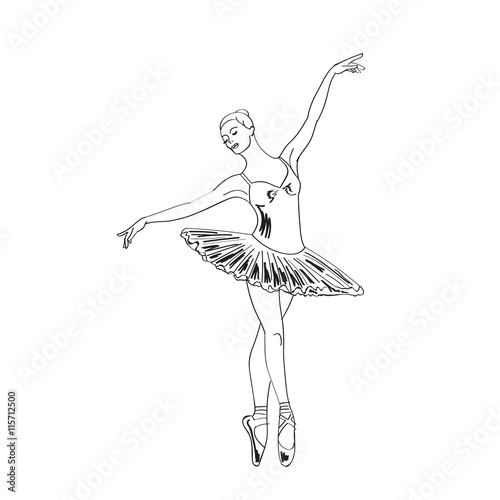 Ballet dancer girl hand drawn sketch.