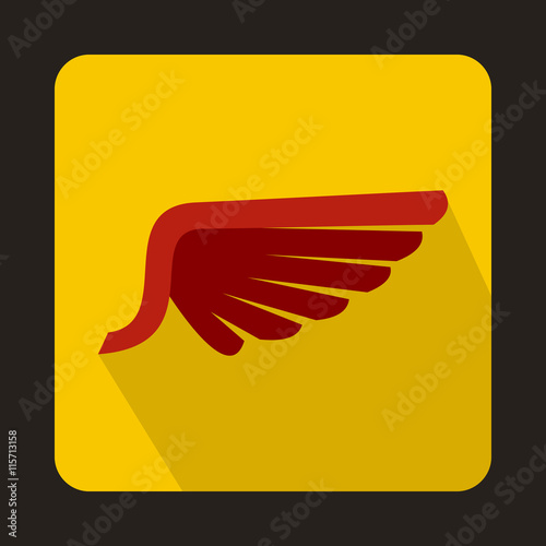 Red wing icon in flat style on a yellow background