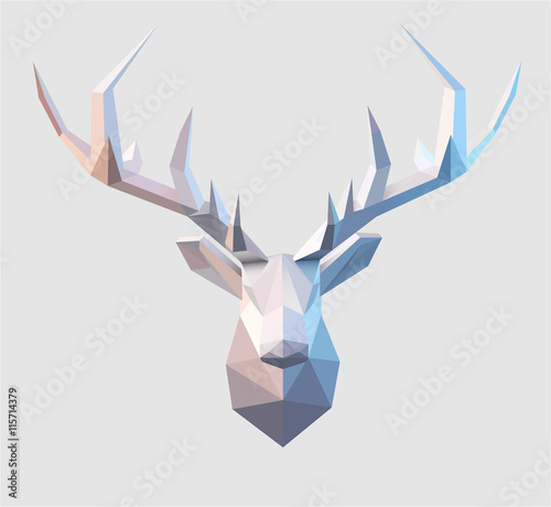 Polygonal vector low poly Stag illustration Design element . 3d paper fold design effect.