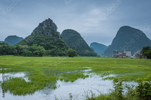 Beautiful karst rural scenery in spring 