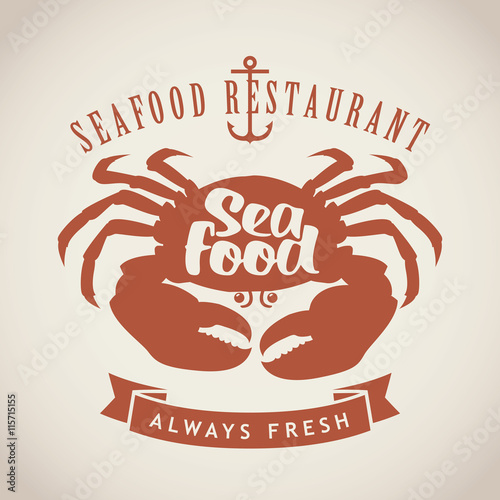 Retro banner for restaurants or seafood shops on the background of the crab