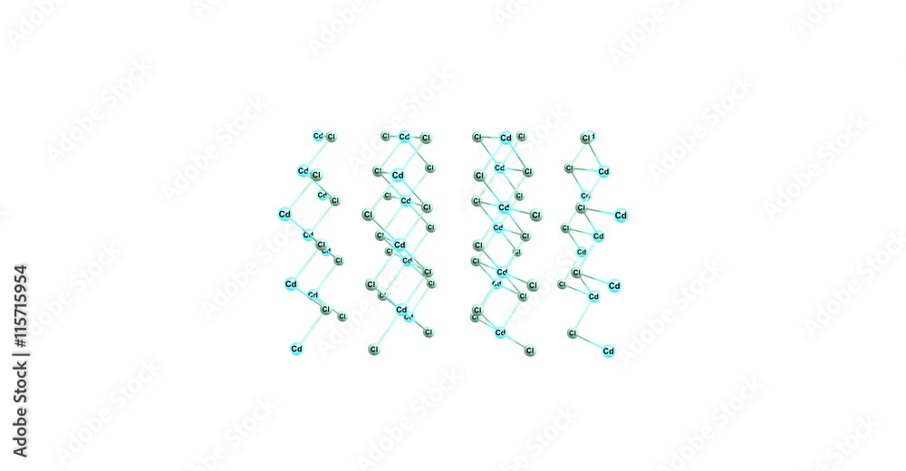 Cadmium chloride molecular structure isolated on white