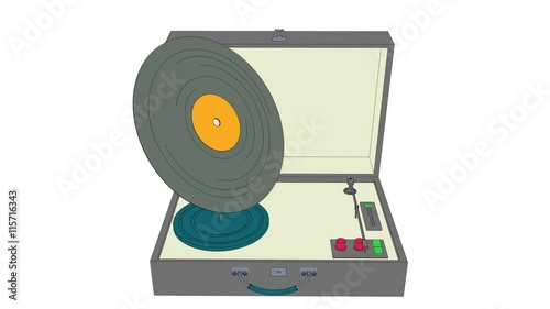 Old retro vinyl gramophone seamlees loopable 3d animation