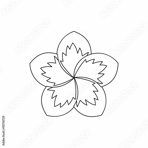 Frangipani flower icon in outline style isolated vector illustration