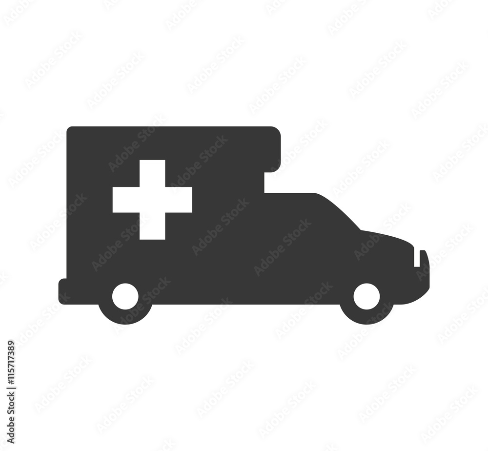 Medical care concept represented by ambulance silhouette icon. Isolated and flat illustration
