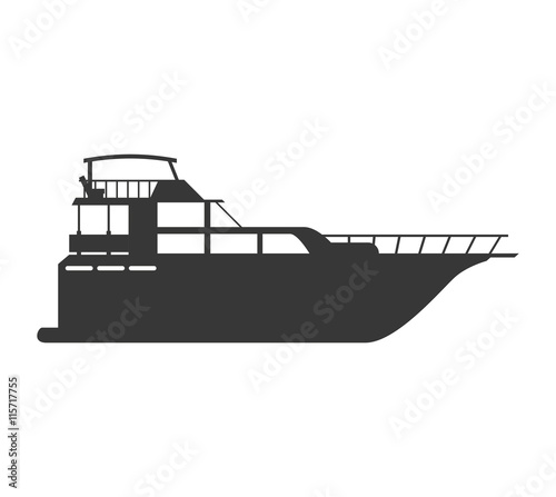 Transportation concept represented by yacht silhouette icon. Isolated and flat illustration