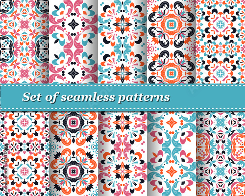 Mexican stylized talavera tiles seamless pattern. Background for design and fashion. Arabic, Indian patterns