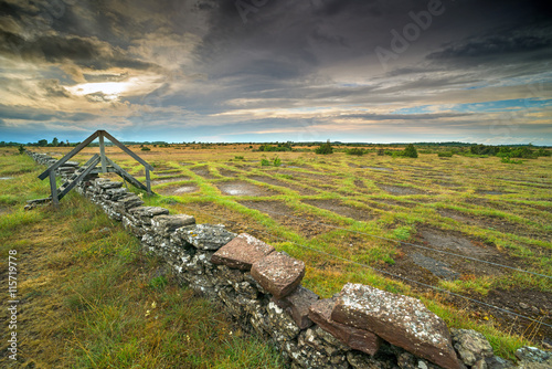 Ein Unwetter zieht auf über der Steppenlandschaft Stora Alvaret auf Öland photo