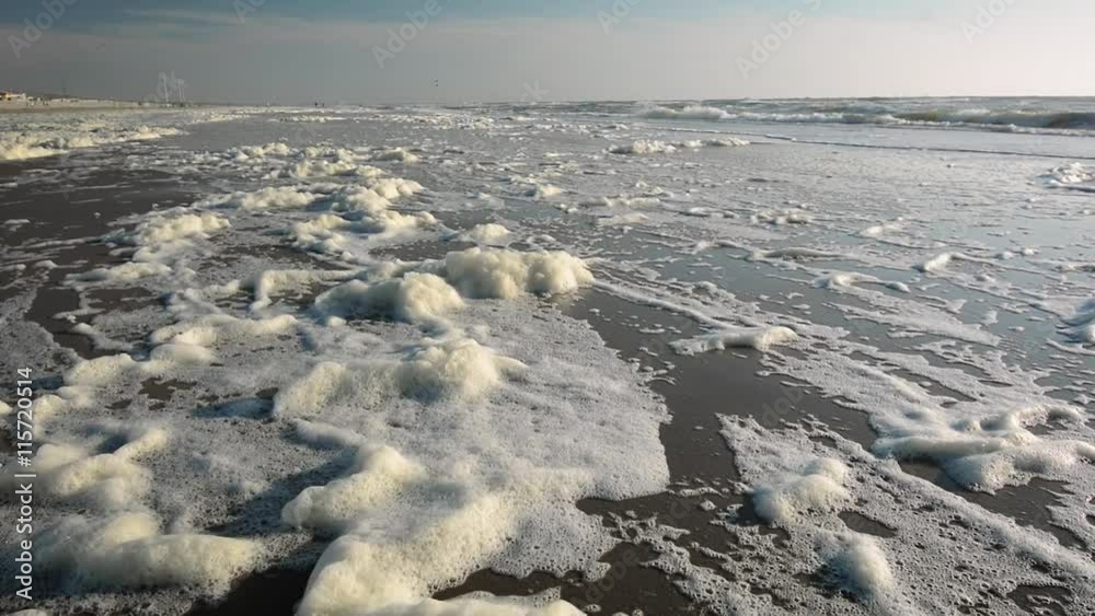 Sea foam on the shore of the North Sea. Sea foam on the shore of the North Sea.