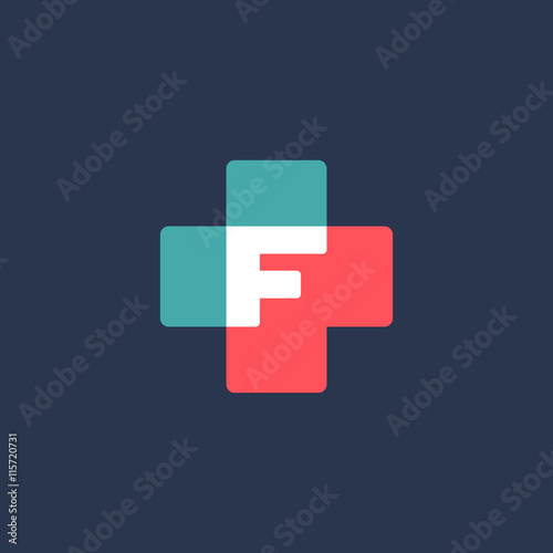 Letter F cross plus logo icon design template elements