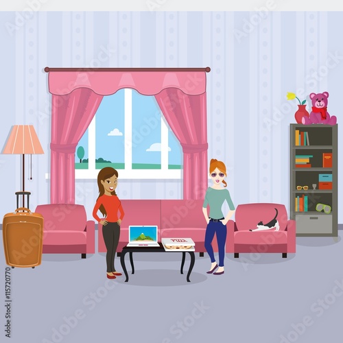 Girls are going to go on vacation in girls room photo