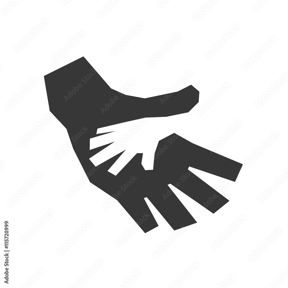 Help gesture concept represented by human hand silhouette icon. Isolated and flat illustration. Help gesture concept represented by human hand silhouette icon. Isolated and flat illustration.