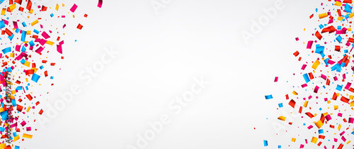 Fotografia, Obraz White banner with confetti.