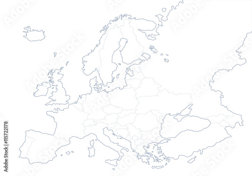 Political map of Europe in white background. Vector illustration