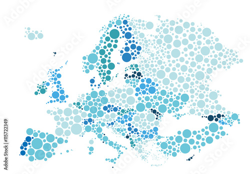 Vector illustration of political map of Europe designed with dif
