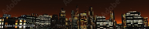 Photography Panorama of the city at night.