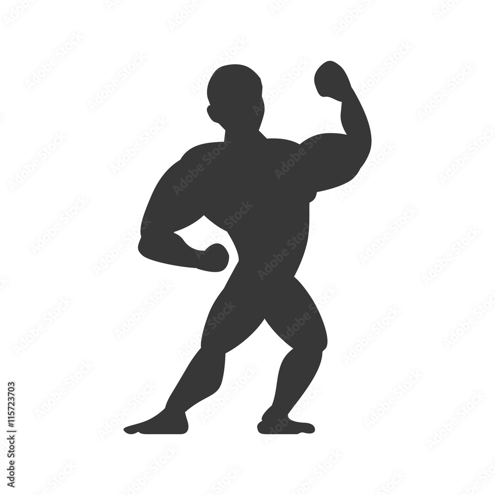 Healthy lifestyle and bodybuilder concept represented by Muscle man icon. Isolated and flat illustration
