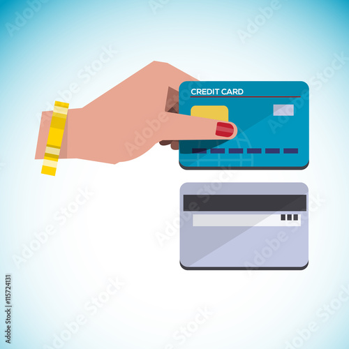 hand holding credit card - vector illustration