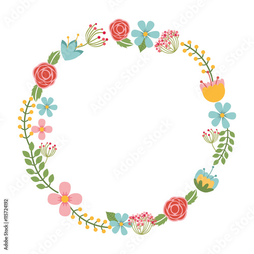 floral wreath isolated icon design