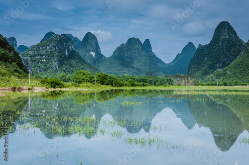 Beautiful karst rural scenery in spring 