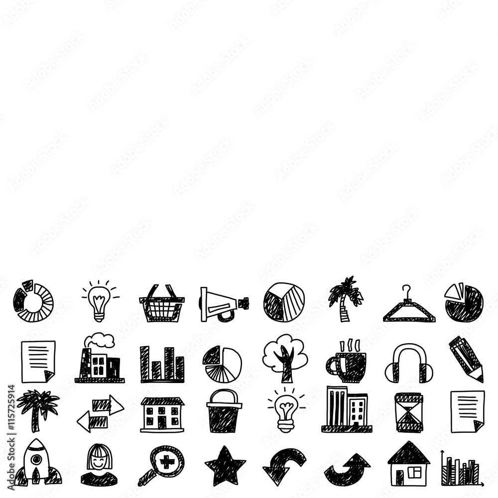 Business finance marketing internet shopping doodle icons