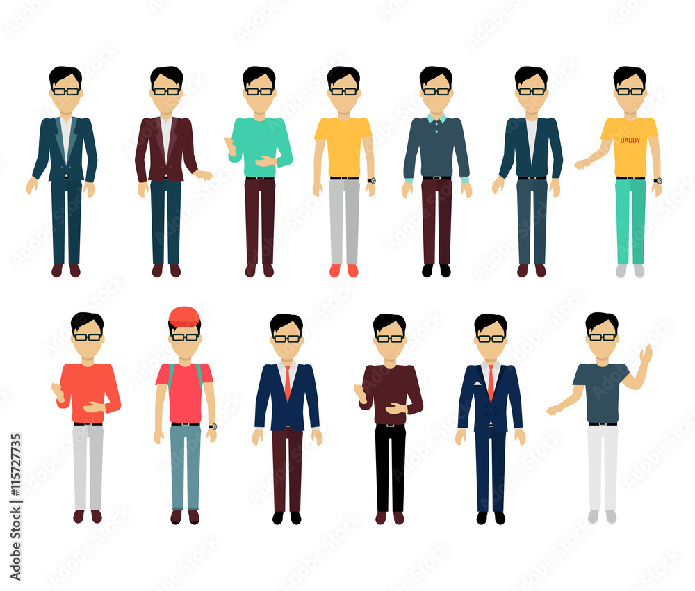Set of Man Characters Template Vector.