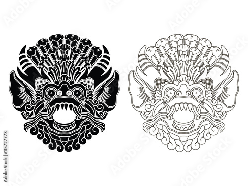 Mythological god's masks. Balinese style. Barong.