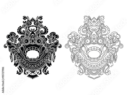 Mythological god's masks. Balinese style. Barong.