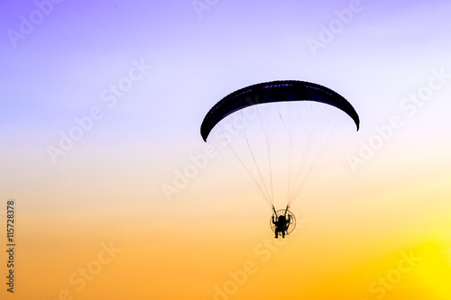 Glider, Paramotor flying in the sky