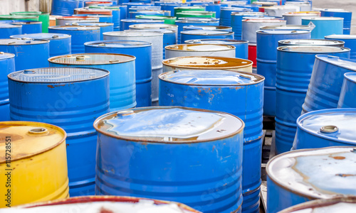 blue oil barrels