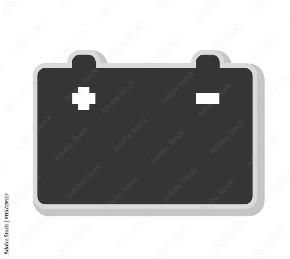 Battery in black and white colors isolated flat icon, vector illustration. Battery in black and white colors isolated flat icon, vector illustration.