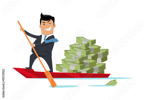 Escape With Money Concept Flat Design Vector