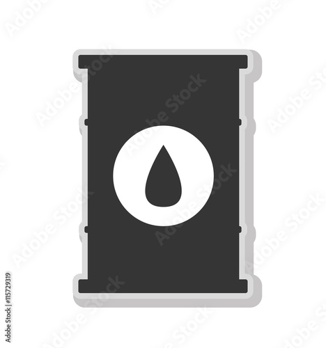 Oil barrel in black and white colors isolated flat icon, vector illustration.