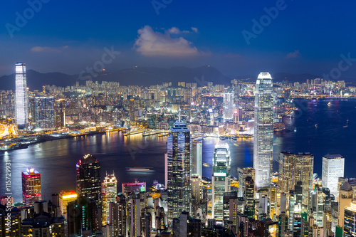 Hong Kong cityscape at night © leungchopan