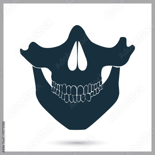 Human jaw icon on the background