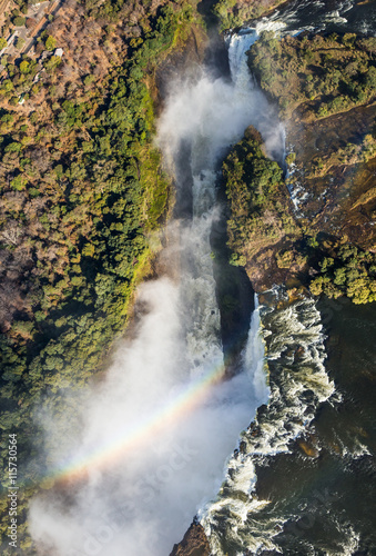 View of the Falls from a height of bird flight. Victoria Falls. Mosi-oa-Tunya National park.Zambiya. and World Heritage Site. Zimbabwe. 