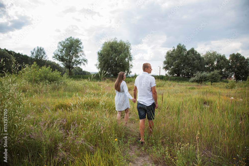 couple walking in nature