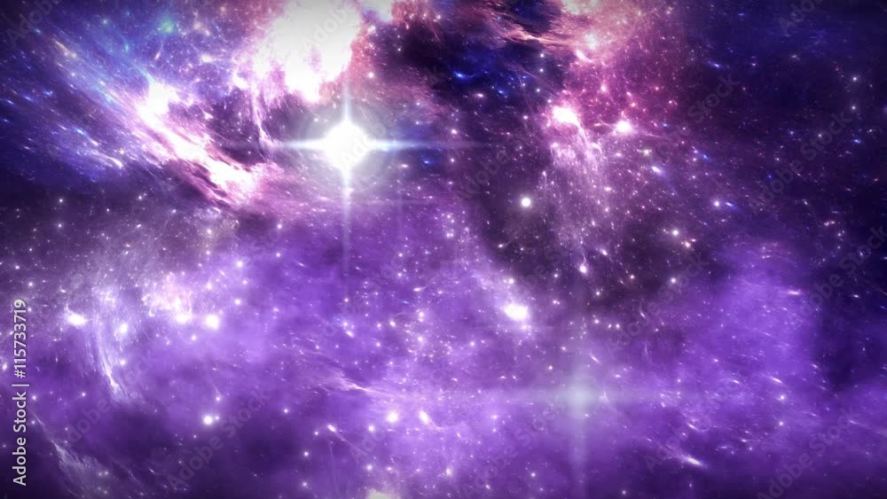 Space travel. Space animation background with purple nebula, many stars for different projects Space travel. Space animation background with purple nebula, many stars for different projects