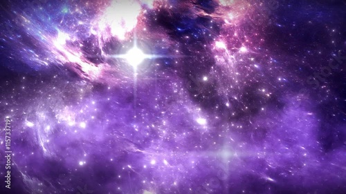 Wallpaper Mural Space travel. Space animation background with purple nebula, many stars for different projects Torontodigital.ca