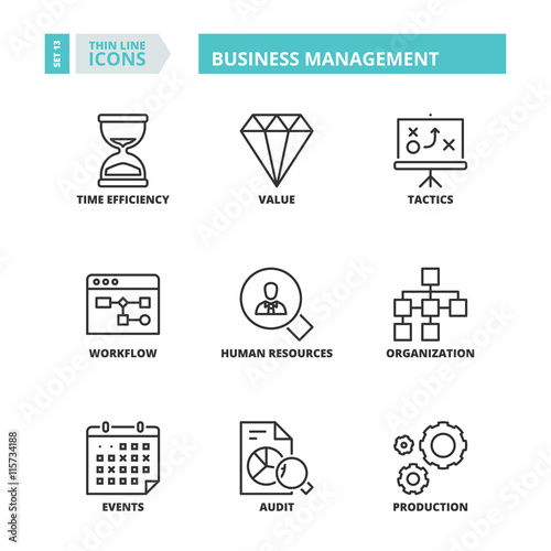 Thin line icons. Business management