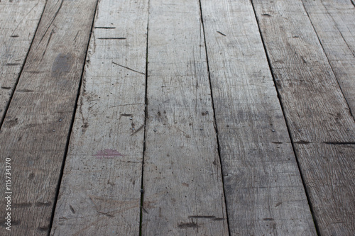 perspective old grunge brown wooden floor with thick desk background