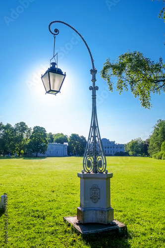 Lantern and yelagin palace on background photo