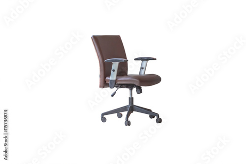 Black leather office chair isolated on whit