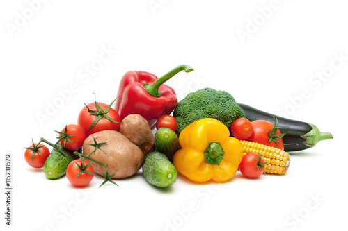 ripe fresh vegetables isolated on white background close up
