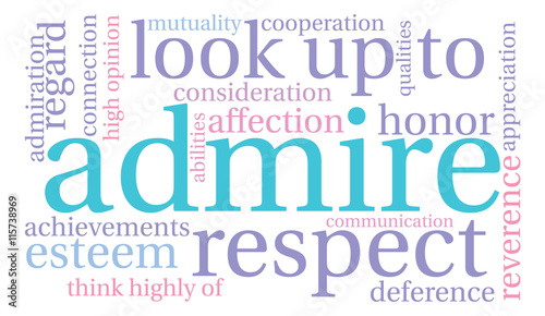 Admire word cloud on a white background. 