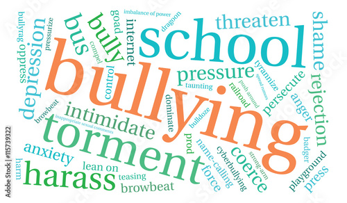 Bullying word cloud on a white background.