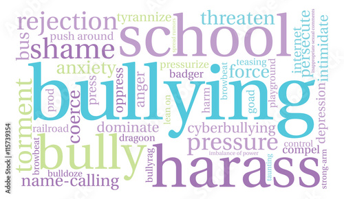 Bullying word cloud on a white background. 